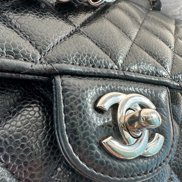 CHANEL Caviar Quilted Double Flap Medium Black Shoulder Bag - Picture 12 of 16